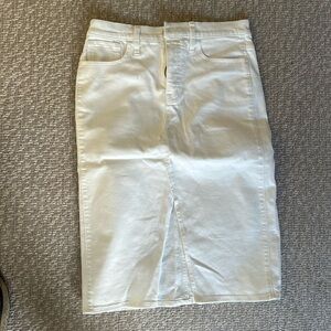 J.Crew white denim below the knee skirt